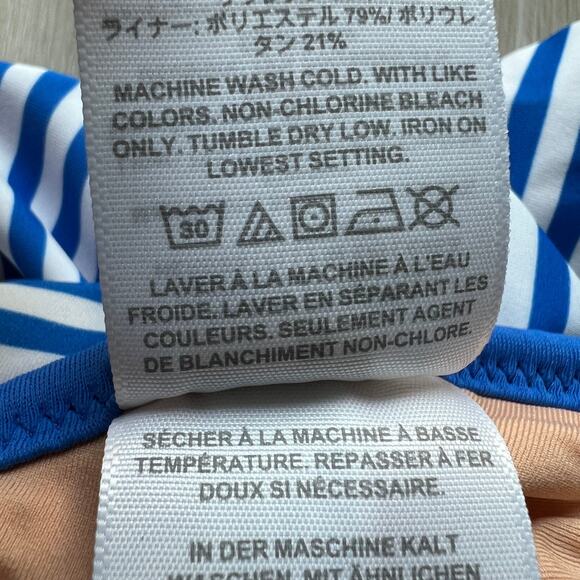 J Crew Factory One Piece Swimsuit With Crisscross Back Small Striped Blue White - Picture 6 of 7